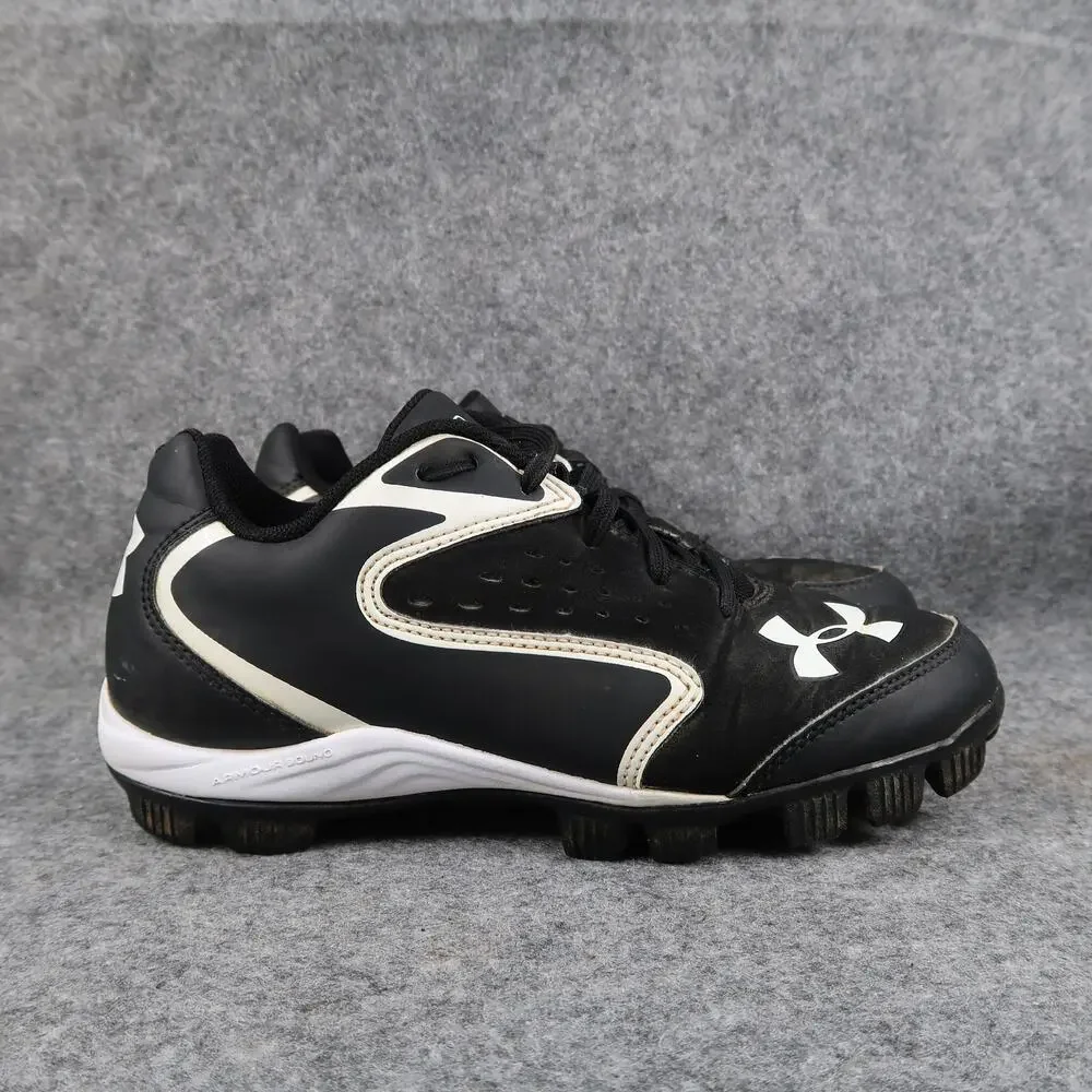 Under Armour Shoes Kids 3.5 Baseball Cleats Sport Athletic Lace Up Black White